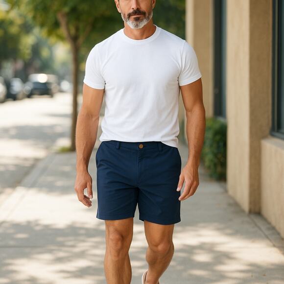 Men's Banana Republic Lightweight Navy Blue Flat Front Shorts Size 34 - Picture 1 of 4